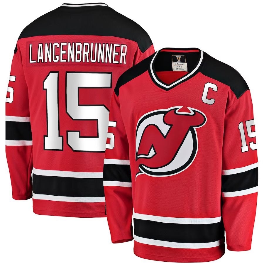 Men New Jersey Devils #15 Jamie Langenbrunner Fanatics Branded Red Premier Breakaway Retired Player NHL Jersey->new jersey devils->NHL Jersey